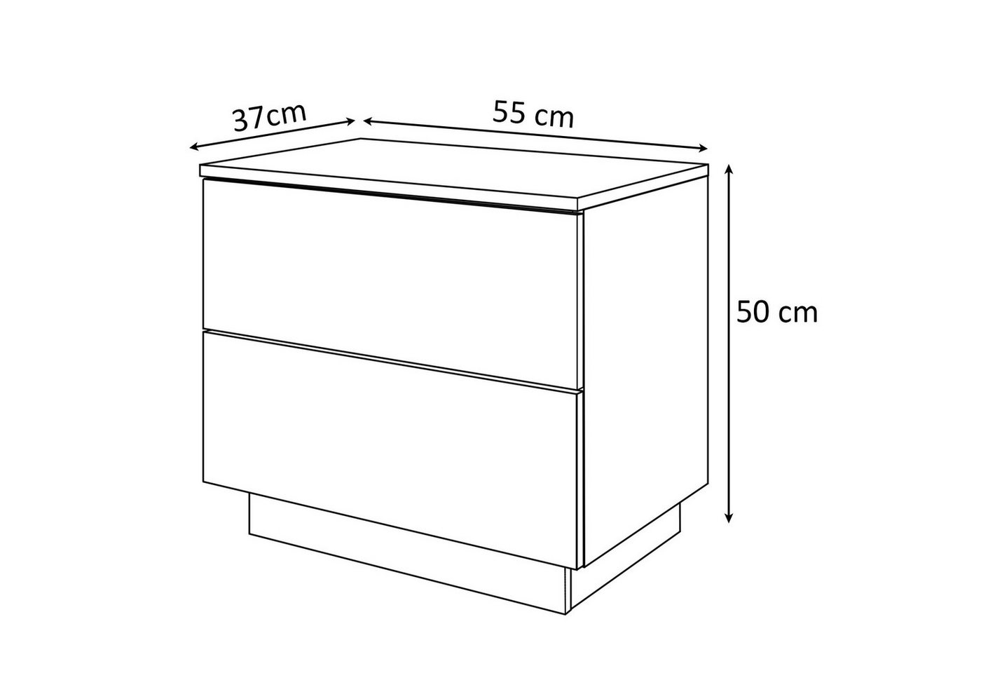 Lookway Nachttisch LINA mit Push-Open System Hochglanz LED, 55x50x37 cm – Bild 4 von 4