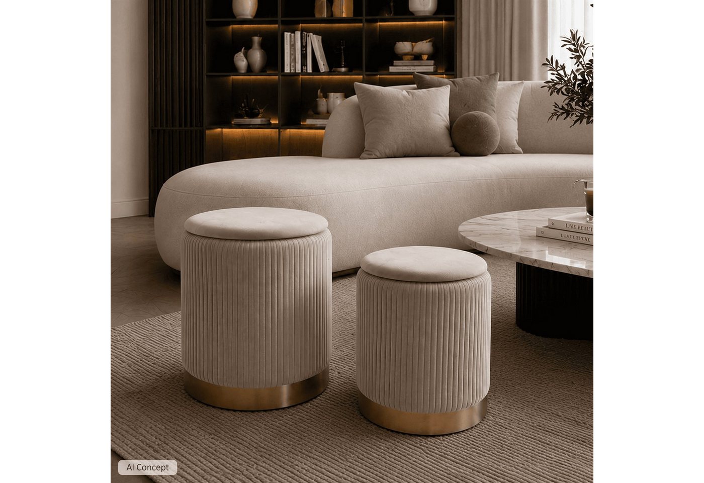 Lookway Pouf Gepolstertes Pouf-Set GEMINI – Bild 2 von 5