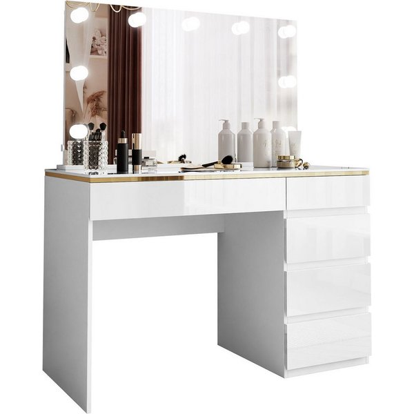 Lookway Schminktisch AURORA II ELITE mit Spiegel und Beleuchtung (1x Schreibtisch 1x Spiegel), 120x78,5x55 cm