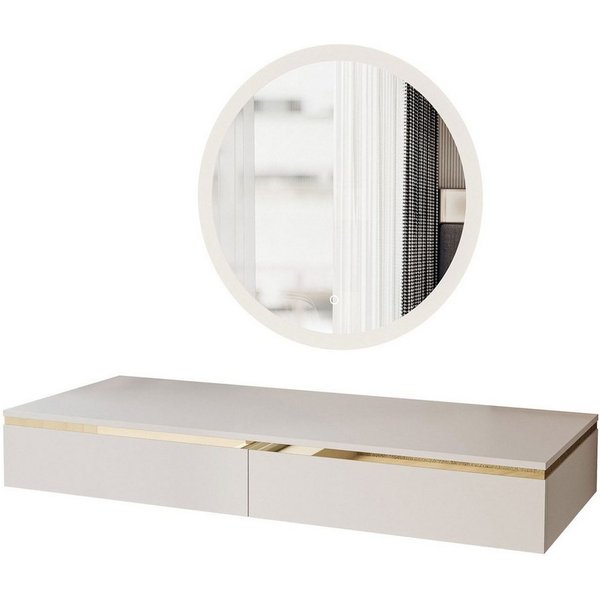 Lookway Schminktisch AURORA KASCHMIR Hängender Schminktisch mit Spiegel, Breite: 102 cm, Höhe: 14,9 cm, Tiefe: 43,6 cm