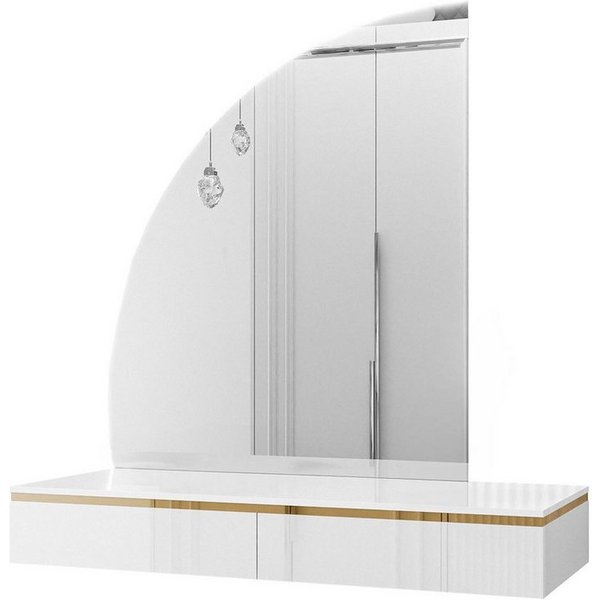 Lookway Schminktisch AURORA-Q hängender Schminktisch mit Spiegel und Led Beluchtung, Breite: 102 cm, Höhe: 15 cm, Tiefe: 43,6 cm