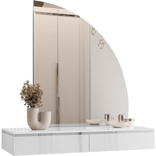 Lookway Schminktisch AURORA-Q SILVER Hängender Schminktisch mit Spiegel (1x Konsole und 1x Spiegl), Breite: 102 cm, Höhe: 15 cm, Tiefe: 43,6 cm