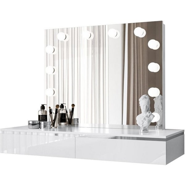 Lookway Schminktisch AURORA SILVER ELITE – Hängender Schminktisch mit Spiegel (1x Konsole 1x Spiegel), Breite: 102 cm
