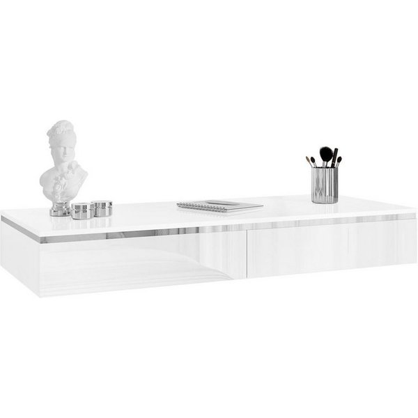 Lookway Schminktisch AURORA SILVER Hängender Kosmetiktisch mit Spiegel (1x Konsole und 1x Spiegl), Breite: 102 cm, Höhe: 15 cm, Tiefe: 43,6 cm