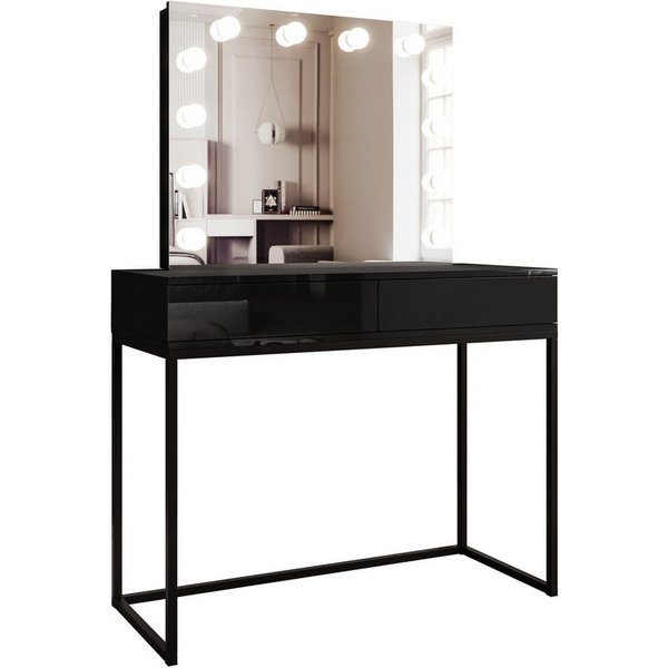 Lookway Schminktisch BLANCO LOFT ELITE mit Spiegel und Beleuchtung, 100x81x42 cm