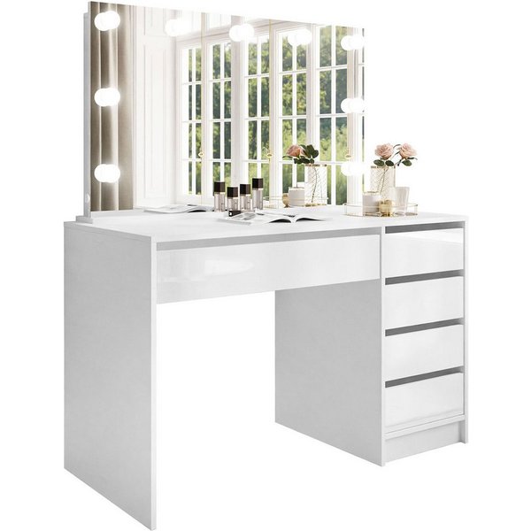 Lookway Schminktisch MADA ELITE mit Spiegel und LED Beleuchtung (1x Schreibtisch 1x Spiegel), Breite: 120 cm, Höhe: 75 cm, Tiefe: 55 cm