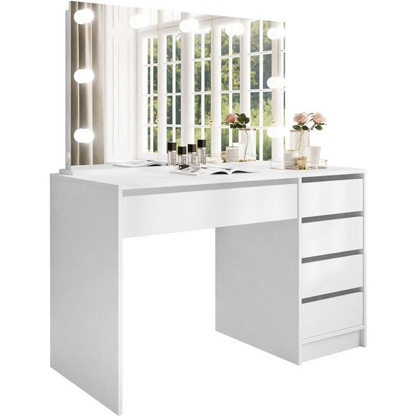 Lookway Schminktisch MADA ELITE mit Spiegel und LED Beleuchtung (1x Schreibtisch 1x Spiegel), Breite: 120 cm, Höhe: 75 cm, Tiefe: 55 cm