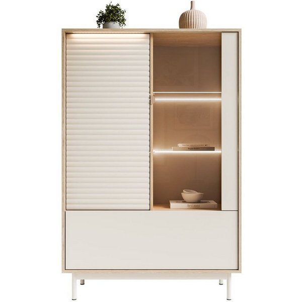 Lookway Standvitrine FLORENCE 2D1W mit LED-Beleuchtung 100x152x40 cm