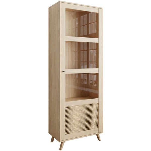 Lookway Standvitrine VIENNA 1D mit Wiener Geflechtimitation 72x200/207x40 cm