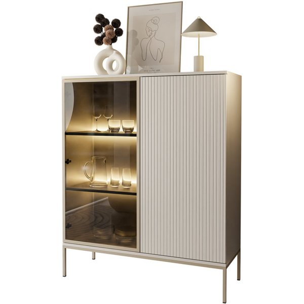 Lookway Vitrine ECLIPSE WT104 in Kaschmir mit LED Beleuchtung in Kaschmir Breite: 104 cm, Höhe: 126 cm, Tiefe: 39 cm