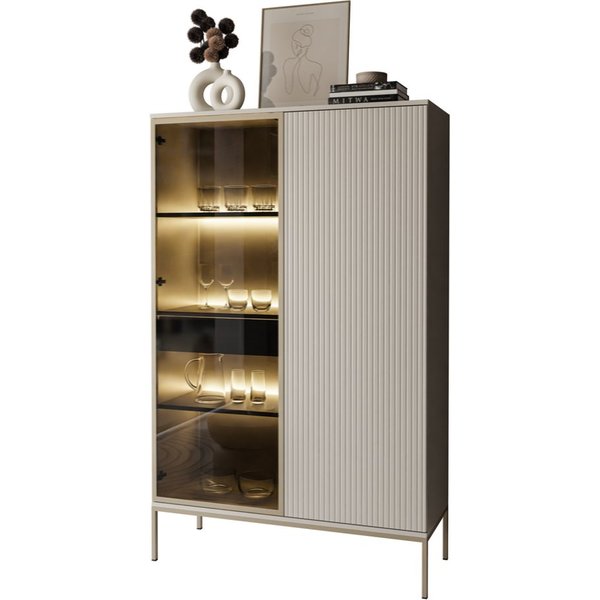 Lookway Vitrine ECLIPSE WTSZ104 in Kaschmir mit LED Beleuchtung Breite: 104 cm, Höhe: 166 cm, Tiefe: 39 cm