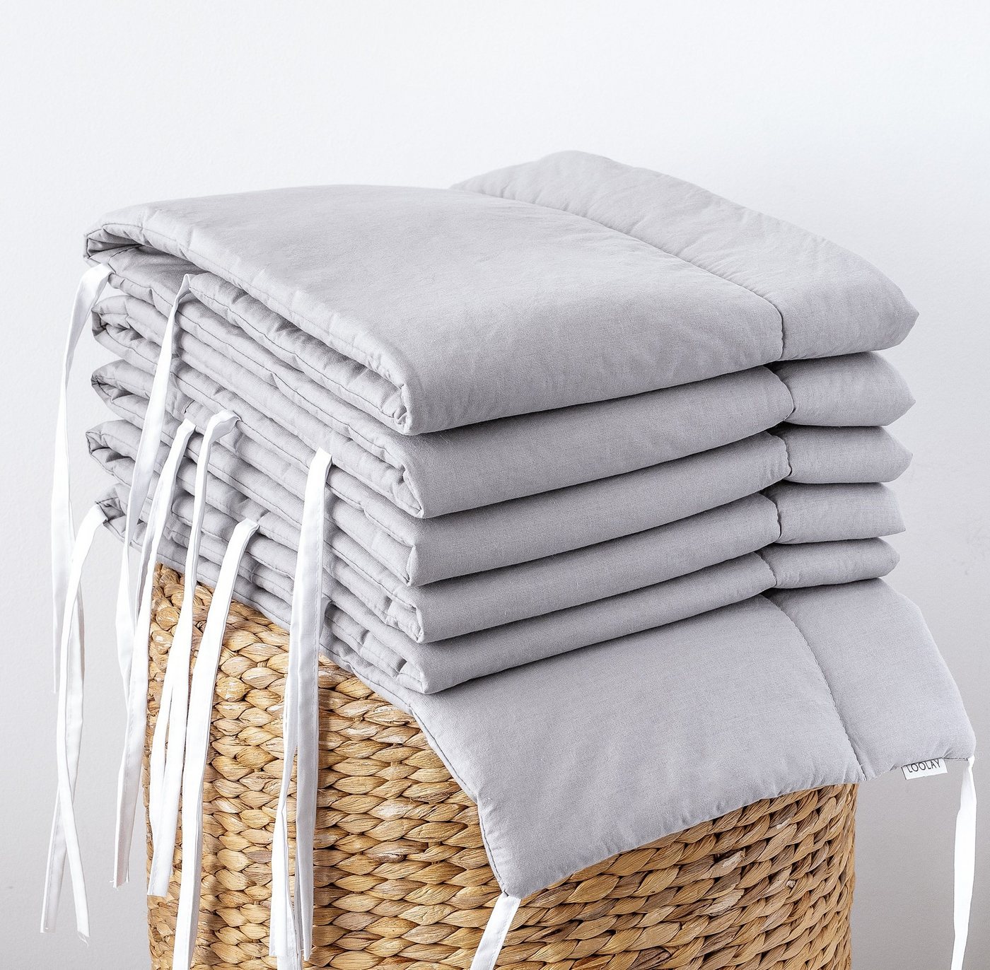 Loolay Bettnestchen 100% GRAU BIO-Baumwolle Atmungsaktives Babybett BETTUMRANDUNG, (Umrandung Kopfschutz Bettschlange 420, 360, 210, 180 x 30cm, Babyausstattung – Bild 3 von 5