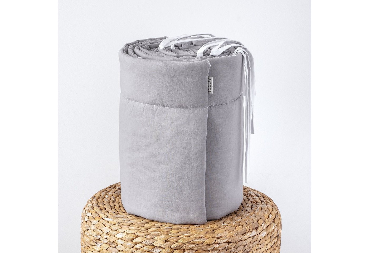 Loolay Bettnestchen 100% GRAU BIO-Baumwolle Atmungsaktives Babybett BETTUMRANDUNG, (Umrandung Kopfschutz Bettschlange 420, 360, 210, 180 x 30cm, Babyausstattung – Bild 4 von 5