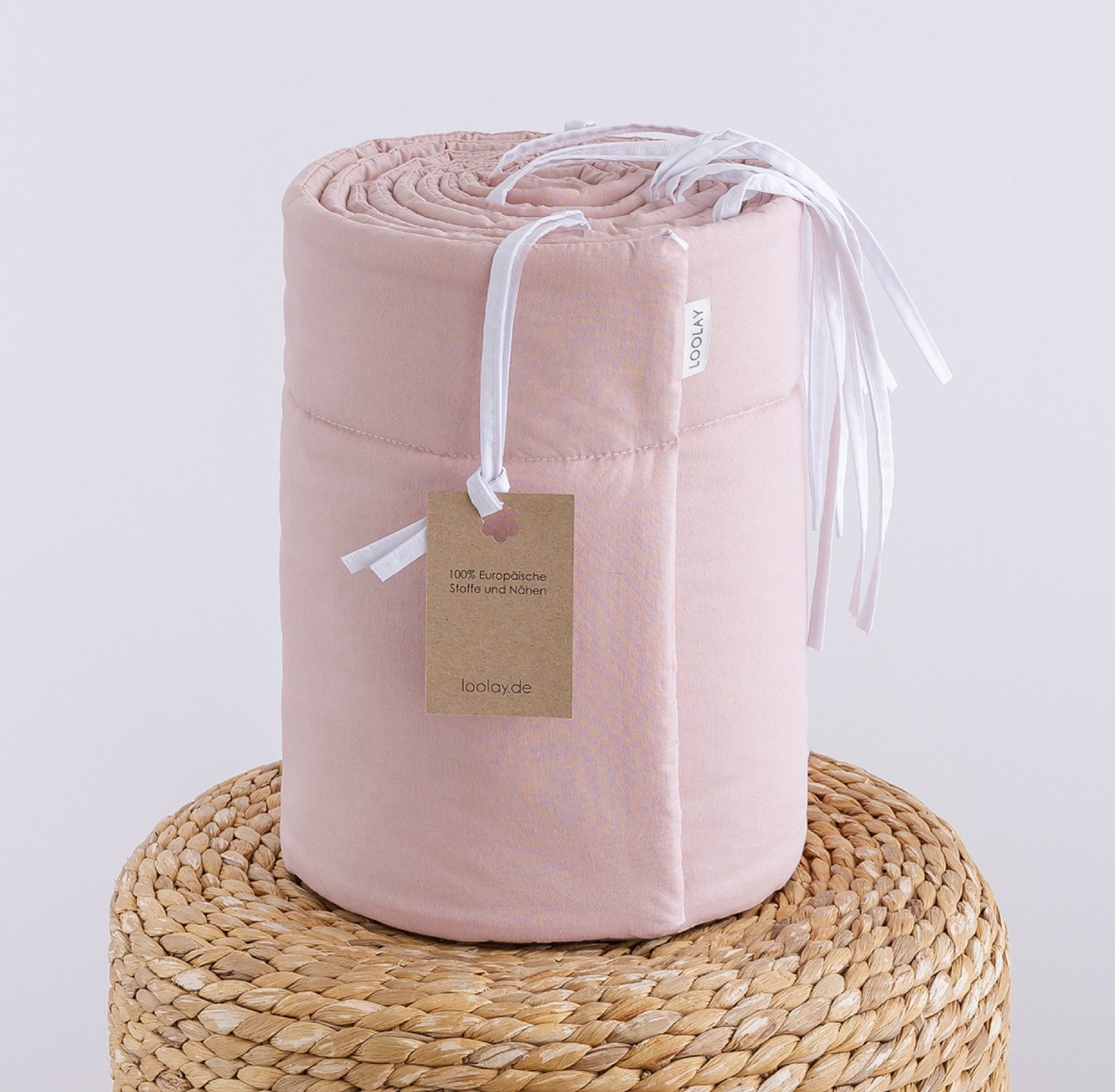 Loolay Bettnestchen BEIGE, GRAU, WEIß, ROSA Babybett BETTUMRANDUNG 420, 360, 210, 180x30cm, (Babynest Babyausstattung Kopfschutz Bettwäsche für Baby, 100% Baumw – Bild 3 von 5