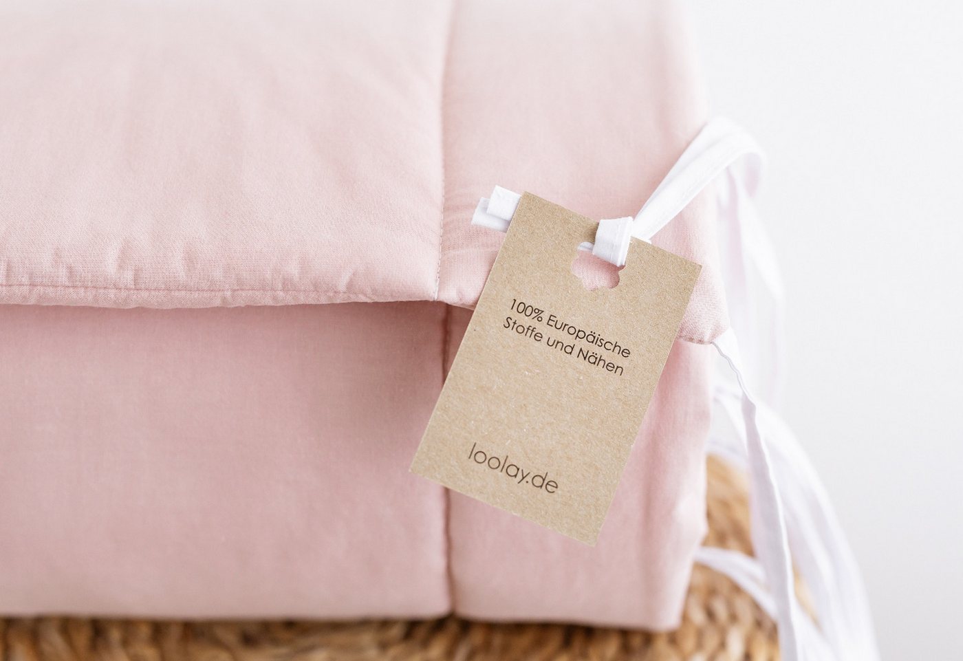 Loolay Bettnestchen BEIGE, GRAU, WEIß, ROSA Babybett BETTUMRANDUNG 420, 360, 210, 180x30cm, (Babynest Babyausstattung Kopfschutz Bettwäsche für Baby, 100% Baumw – Bild 5 von 5