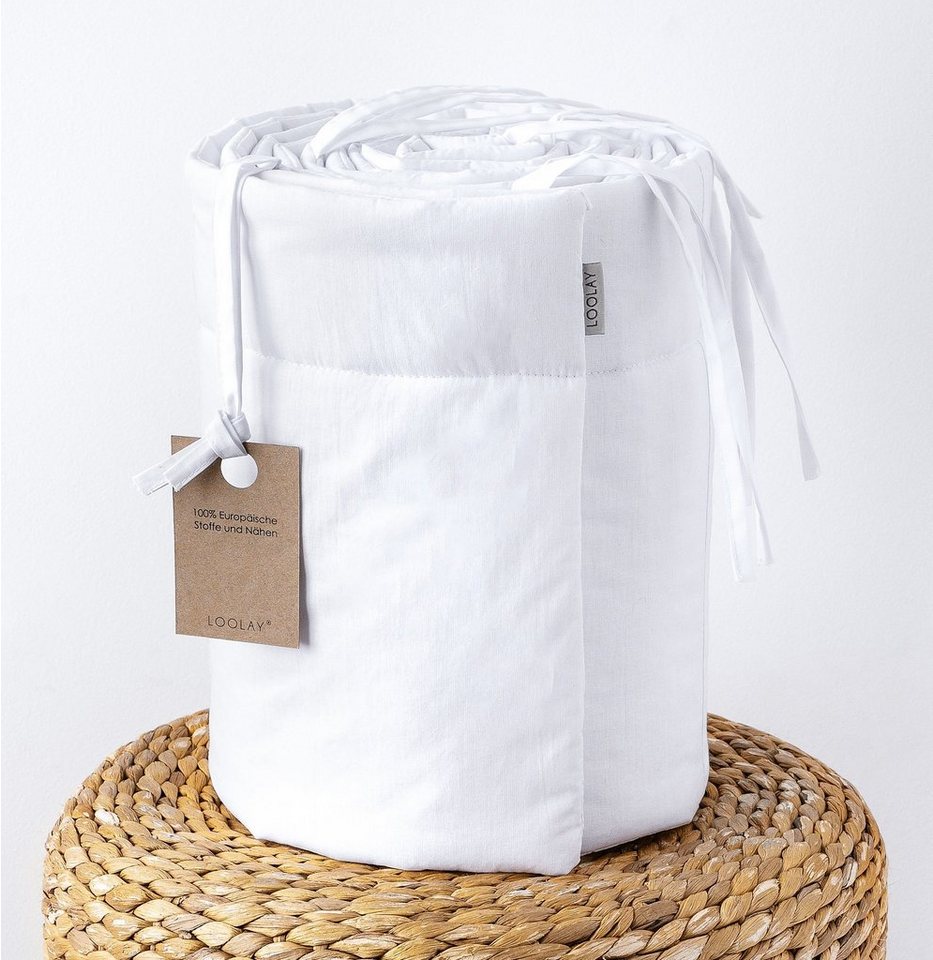 Loolay Bettnestchen BEIGE, GRAU, WEIß, ROSA Babybett BETTUMRANDUNG 420, 360, 210, 180x30cm, (Babynest Babyausstattung Kopfschutz Bettwäsche für Baby, 100% Baumw – Bild 3 von 5