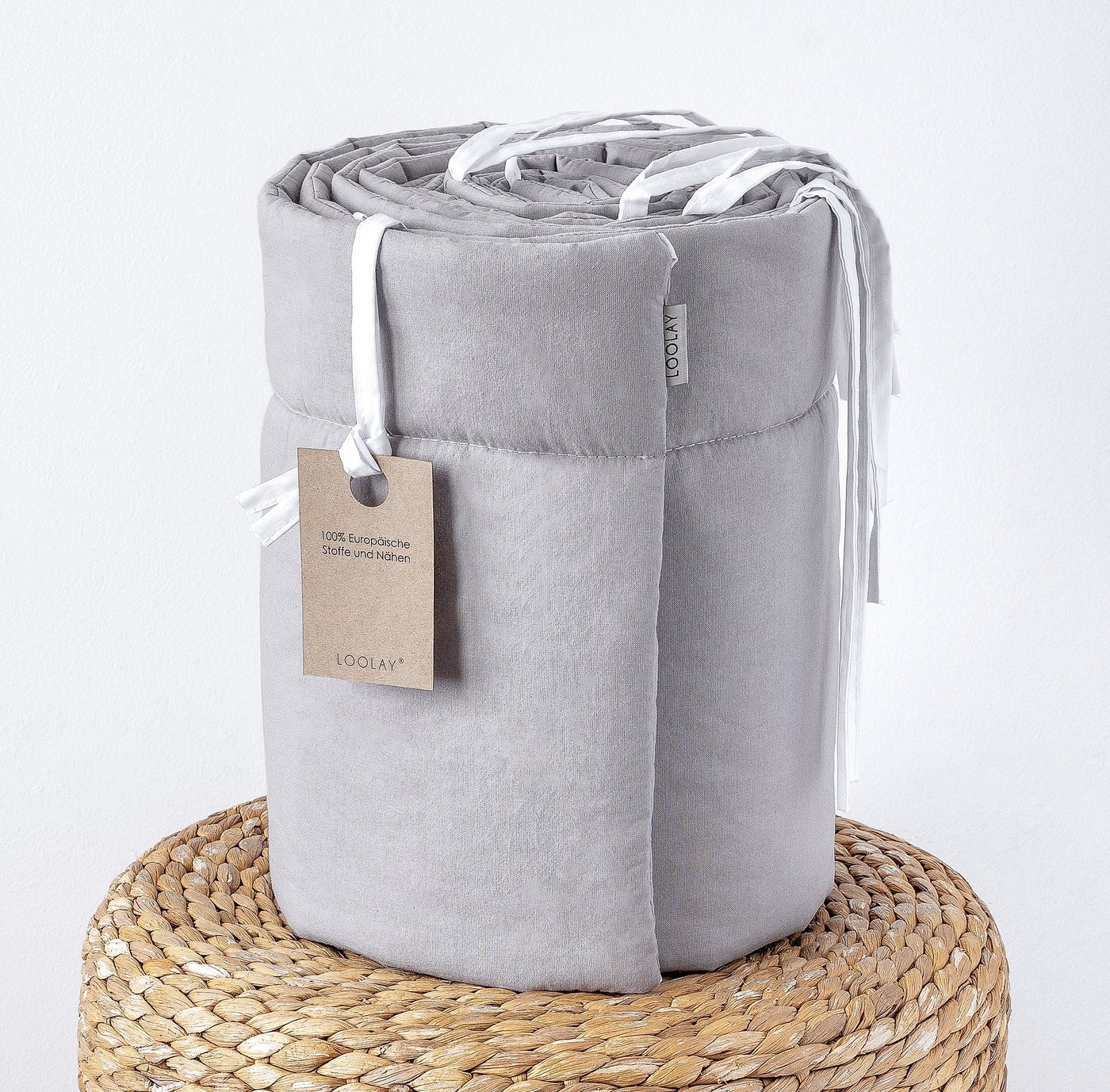 Loolay Bettnestchen BEIGE, GRAU, WEIß, ROSA Babybett BETTUMRANDUNG 420, 360, 210, 180x30cm, (Babynest Babyausstattung Kopfschutz Bettwäsche für Baby, 100% Baumw – Bild 3 von 5