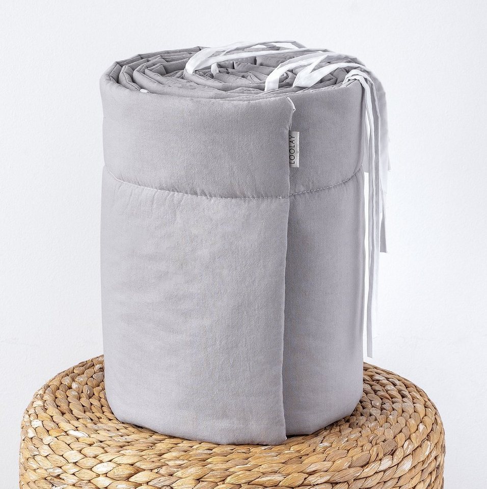 Loolay Bettnestchen BEIGE, GRAU, WEIß, ROSA Babybett BETTUMRANDUNG 420, 360, 210, 180x30cm, (Babynest Babyausstattung Kopfschutz Bettwäsche für Baby, 100% Baumw – Bild 4 von 5