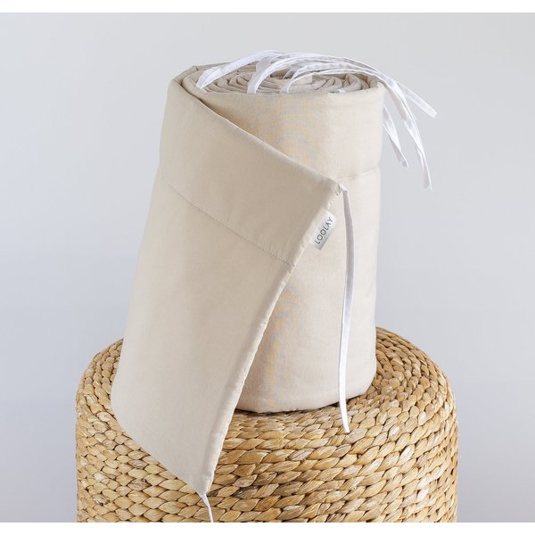Loolay Bettnestchen BEIGE, GRAU, WEIß, ROSA Babybett BETTUMRANDUNG 420, 360, 210, 180x30cm, (Babynest Babyausstattung Kopfschutz Bettwäsche für Baby, 100% Baumw