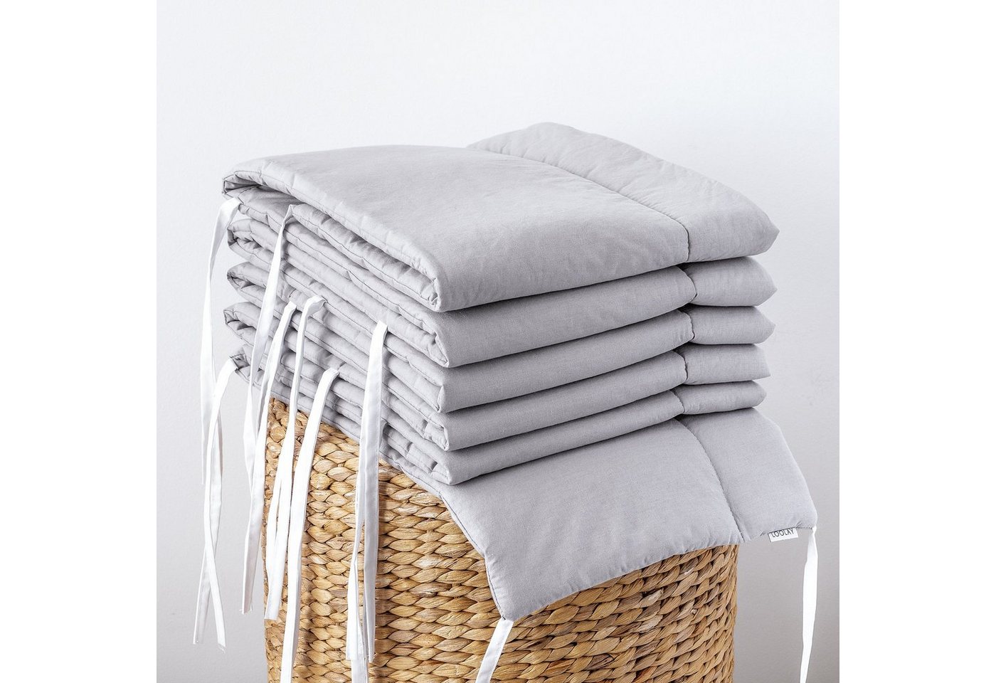 Loolay Bettnestchen BEIGE, GRAU, WEIß, ROSA Babybett BETTUMRANDUNG 420, 360, 210, 180x30cm, (Babynest Babyausstattung Kopfschutz Bettwäsche für Baby, 100% Baumw – Bild 2 von 5