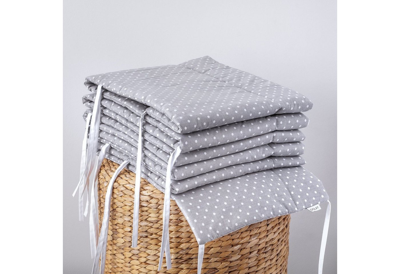 Loolay Bettnestchen GRAU WEIß Baumwolle BETTUMRANDUNG Babybett 420, 360, 210, 180 x 30cm, (Babyausstattung Babynest Kopfschutz Kantenschutz Baby, 100% Baumwolle – Bild 2 von 5