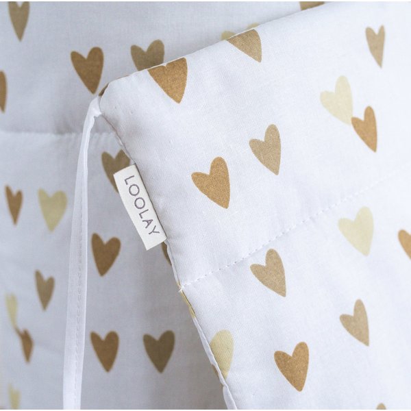 Loolay Bettnestchen HERZCHEN Beige Braun Baumwolle Atmungsaktives Babybett BETTUMRANDUNG, (Bett 140x70cm - 420, 210 cm, 120x60cm - 360, 180 cm, Babyaussttatung 