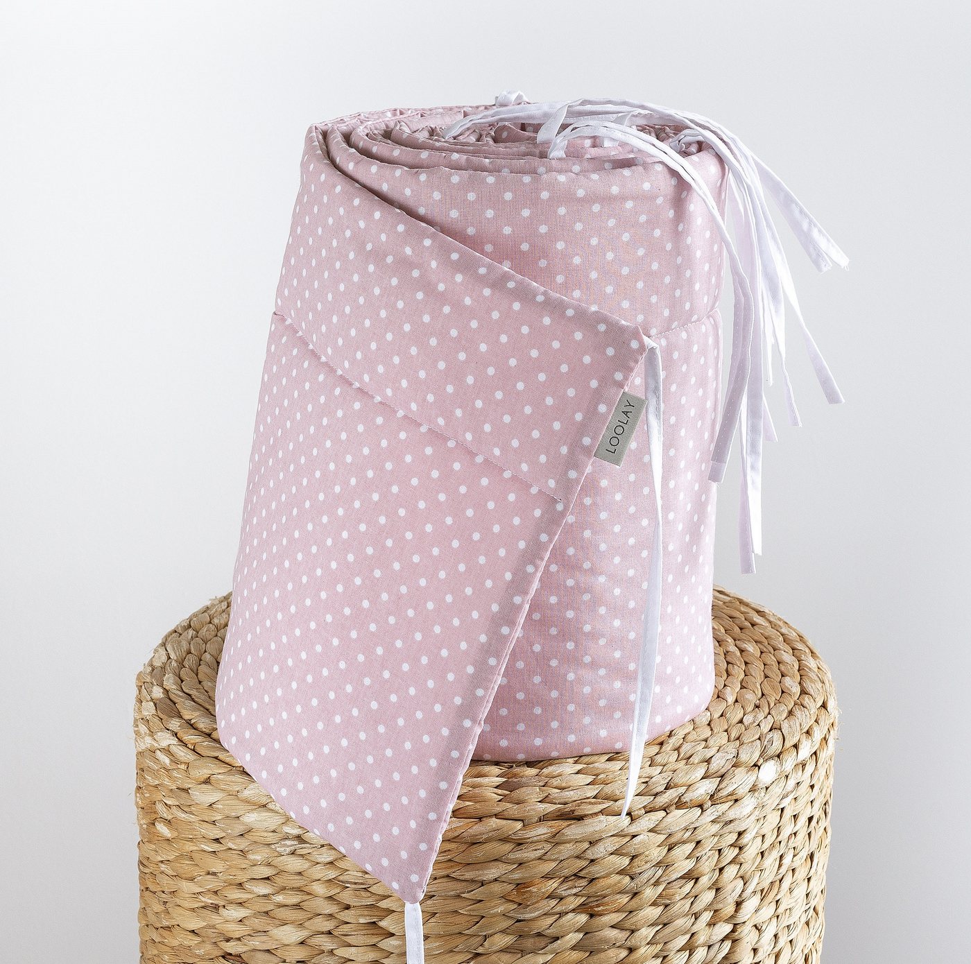 Loolay Bettnestchen Mini Punkte ROSA Bio-Baumwolle Atmungsaktives Babybett BETTUMRANDUNG, (Mädchen Babyausstattung Erstausstattung für Kinderbett 140x70 o. 120x – Bild 2 von 5