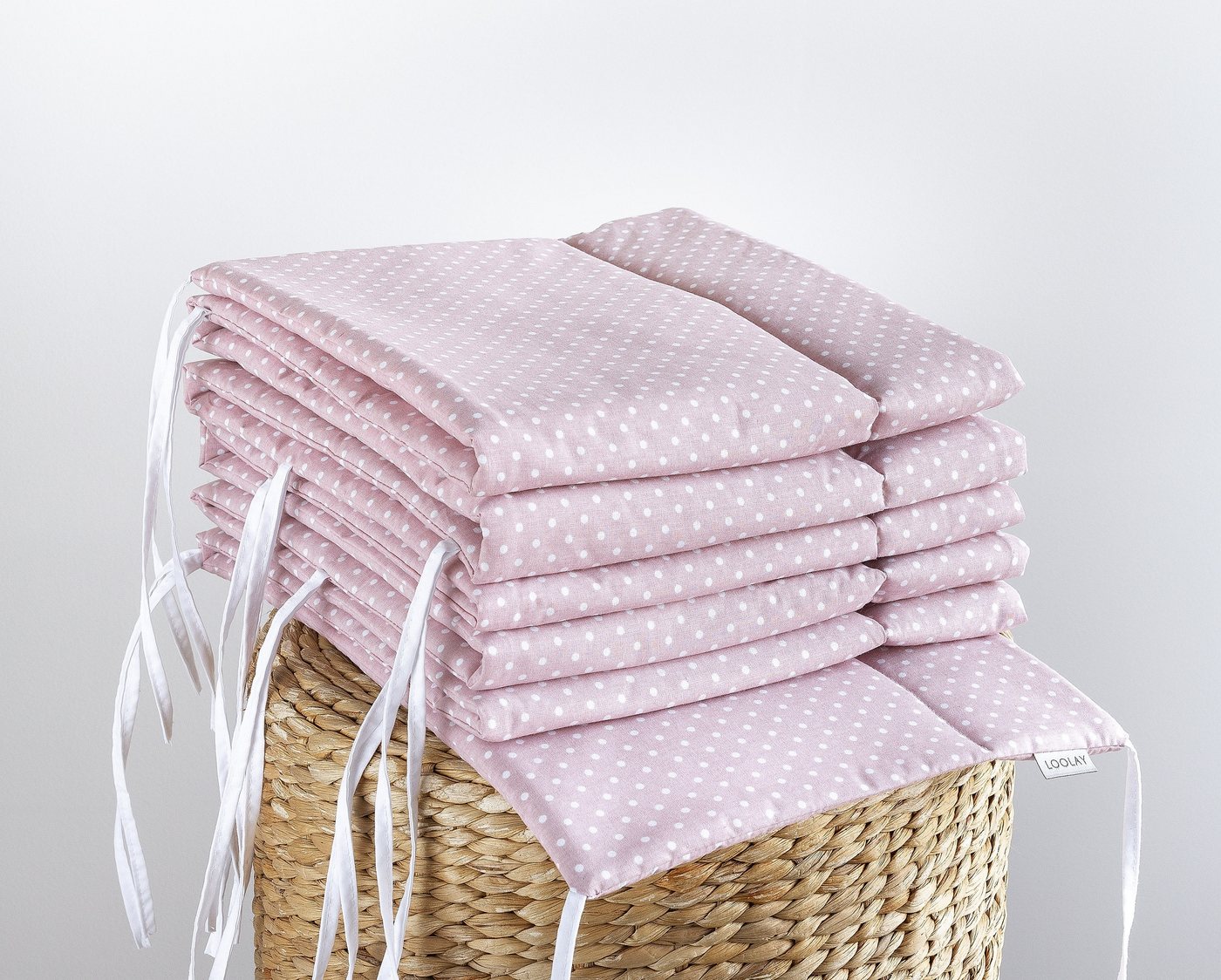 Loolay Bettnestchen Mini Punkte ROSA Bio-Baumwolle Atmungsaktives Babybett BETTUMRANDUNG, (Mädchen Babyausstattung Erstausstattung für Kinderbett 140x70 o. 120x – Bild 3 von 5