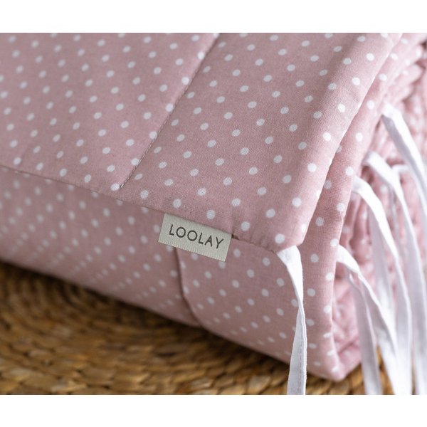 Loolay Bettnestchen Mini Punkte ROSA Bio-Baumwolle Atmungsaktives Babybett BETTUMRANDUNG, (Mädchen Babyausstattung Erstausstattung für Kinderbett 140x70 o. 120x