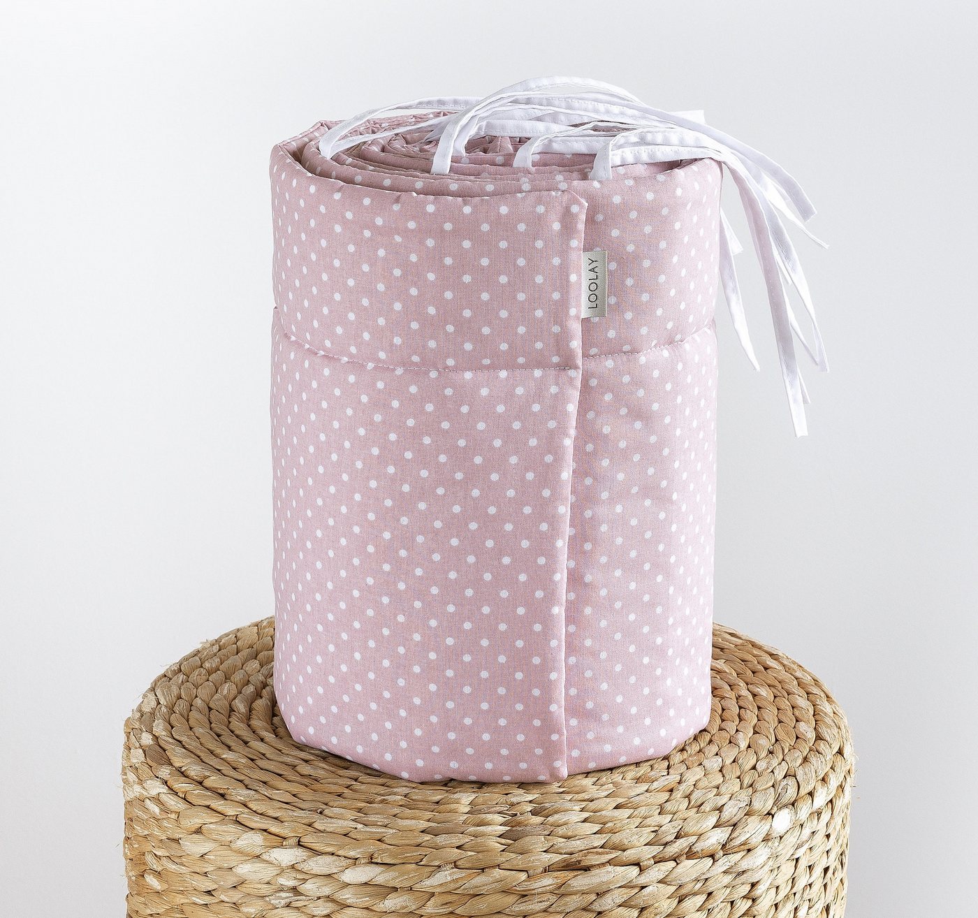 Loolay Bettnestchen Mini Punkte ROSA Bio-Baumwolle Atmungsaktives Babybett BETTUMRANDUNG, (Mädchen Babyausstattung Erstausstattung für Kinderbett 140x70 o. 120x – Bild 4 von 5