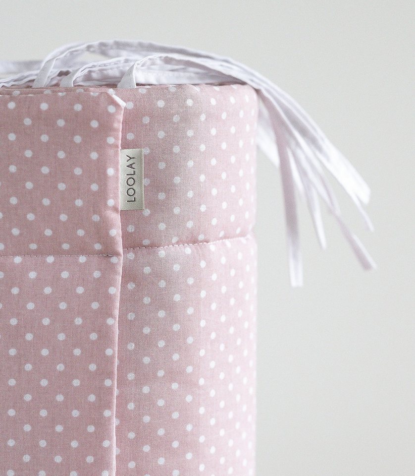 Loolay Bettnestchen Mini Punkte ROSA Bio-Baumwolle Atmungsaktives Babybett BETTUMRANDUNG, (Mädchen Babyausstattung Erstausstattung für Kinderbett 140x70 o. 120x – Bild 5 von 5
