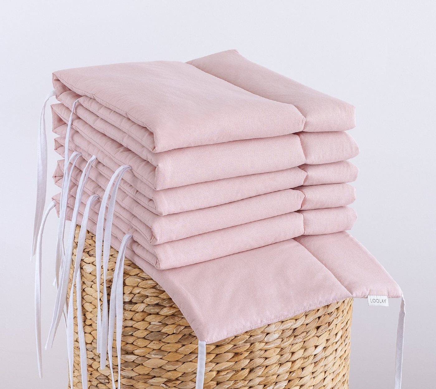 Loolay Bettnestchen ROSA Altrosa BIO-Baumwolle Atmungsaktives Babybett BETTUMRANDUNG, (Modern GESCHENK Ausstattung Erstausstattung für Neugeborene Mädchen, Umra – Bild 4 von 5