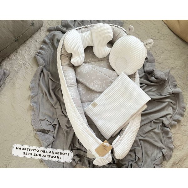Loolay Bettnestchen WAFFELPIQUE Baumwolle BABYNEST Babykokon Neugeborene Babyausstattung, (Reisebett Nestchen SOLO/ o. in Geschenk SETS, 1-tlg., 4 Jahreszeiten