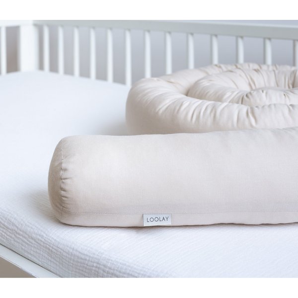 Loolay Nestchenschlange 100% BEIGE Baumwolle Multifunktion PREMIUM Bettschlange Stoffschlange, (Bettumrandung Krabbeldecke Babybett Umrandung Schlange Bett Kopf