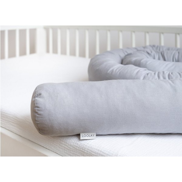 Loolay Nestchenschlange 100% GRAU Baumwolle Multifunktion PREMIUM Bettschlange Stoffschlange, (Bettumrandung Krabbeldecke Babybett Umrandung Schlange Bett Kopfs