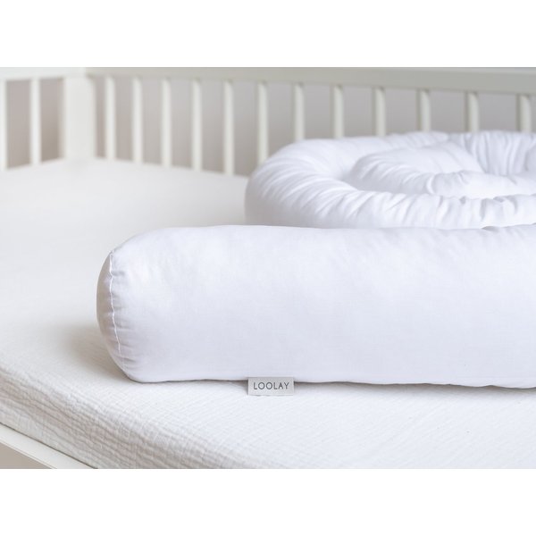 Loolay Nestchenschlange 100% WEIß Baumwolle Multifunktion PREMIUM Bettschlange Stoffschlange, (Bettumrandung Krabbeldecke Babybett Umrandung Schlange Bett Kopfs