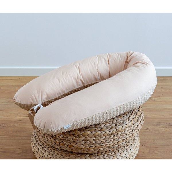 Loolay Seitenschläferkissen BEIGE Baumwolle/ MINKY Schwangerschaftskissen Stillkissen M/L o. L/XL, WEICH oder EPS Kügelchen Füllung, 170 oder 190 cm SIZE-Standa