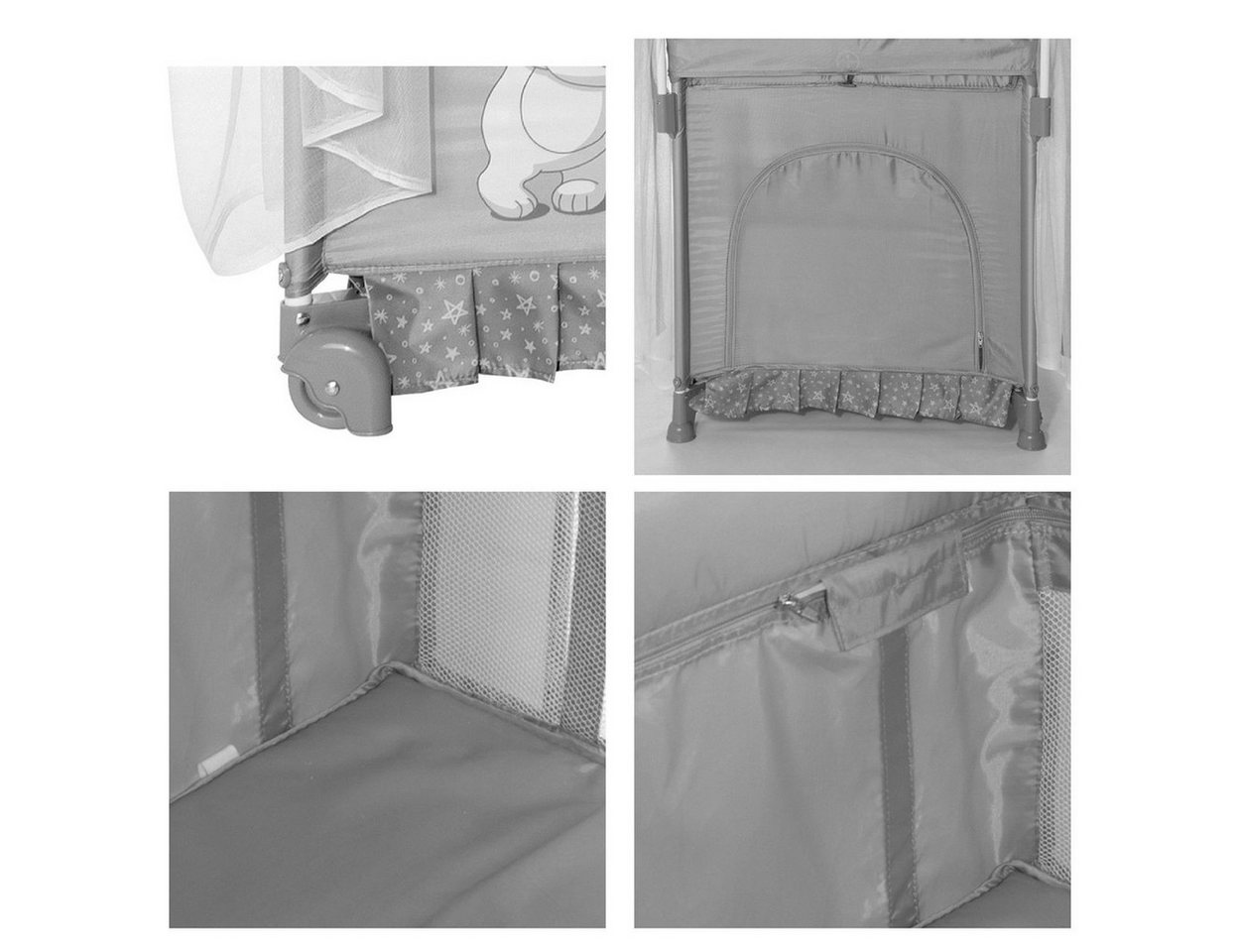 LORELLI Baby-Reisebett Magic Sleep 2 Ebenen, Wickelauflage, Mobile, Baldachin, Räder, Tragetasche, Polyester – Bild 5 von 5