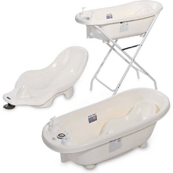 LORELLI Babybadewanne Set-1013082, mit Badewannenständer, Badesitz, Wasserthermometer, Wasserablauf