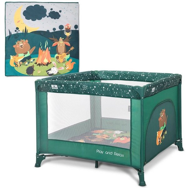 LORELLI Laufstall Play`n Relax, 100 x 100 cm, seitliche Öffnung, Matratze, Tragetasche, Babyreisebett