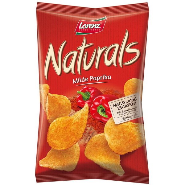 LORENZ Knabberei, Lorenz Naturals Milde Paprika Kartoffelchips in Schale geröstet 95g