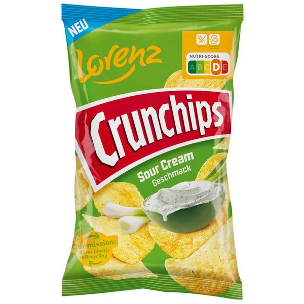 LORENZ Knabberei, Lorenz Crunchips Sour Cream Kartoffelchips mit Sauerrahm 150g