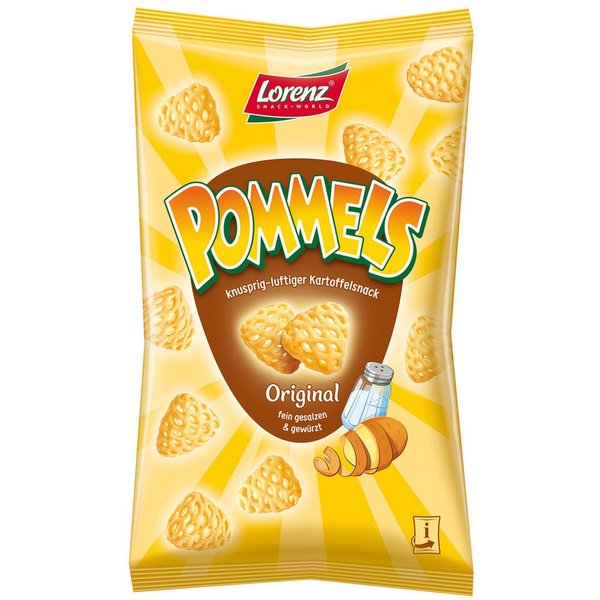 LORENZ Knabberei, Lorenz Pommels Original Kartoffel Snack fein gesalzen und gewürzt 75g