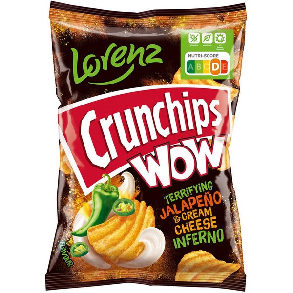 LORENZ Knabberei, Lorenz Crunchips WOW Jalapeno und Cream Cheese Kartoffelchips 110g