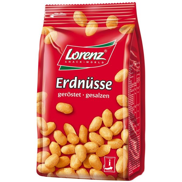 LORENZ Knabberei, Lorenz Erdnüsse geröstet und gesalzene Erdnusskerne Snack 200g