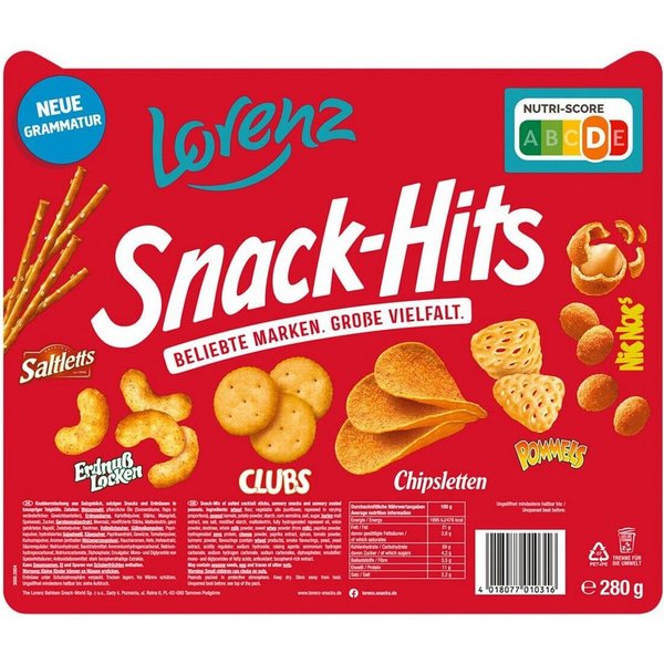 LORENZ Knabberei Snack Hits, Knabbermischung 280 g