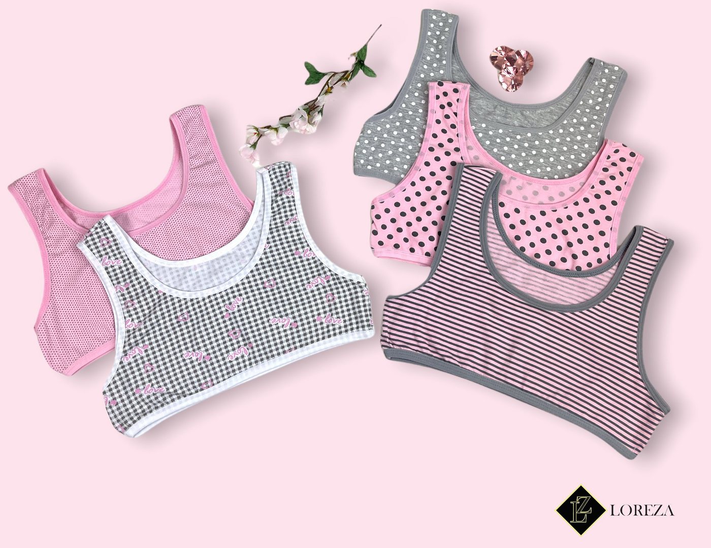 LOREZA Bustier 5er Set Mädchen Bustier BH - Mix - Bunt (Set, 5-tlg., 5er-Pack) – Bild 2 von 2