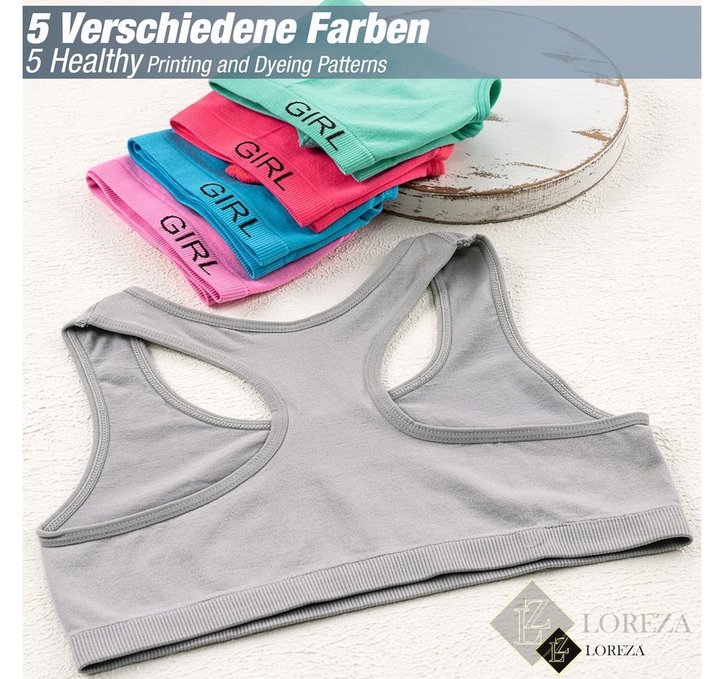 LOREZA Bustier 5er Set Mädchen Bustier - Nahtlos Mikrofaser - Bunt (Set, 5-tlg., 5er-Pack) – Bild 2 von 5
