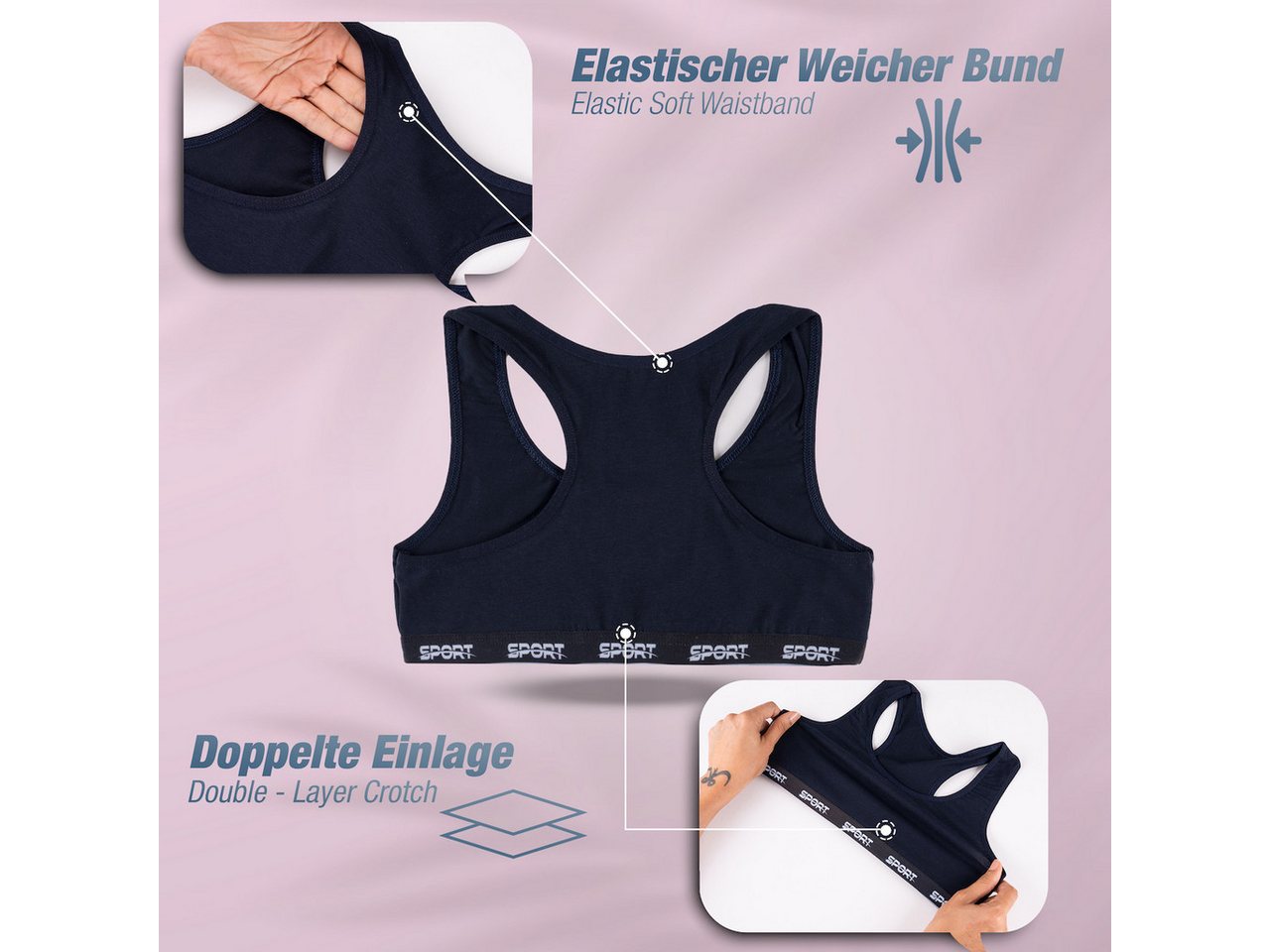 LOREZA Bustier 5er Set Mädchen Bustier - Sport - Bunt (Set, 5-tlg., 5er-Pack) – Bild 5 von 5
