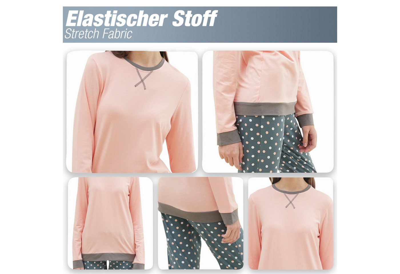 LOREZA Pyjama Mädchen Schlafanzug zweiteilig Set Langarm - Basic Punkte (Set, 2 tlg) – Bild 3 von 5